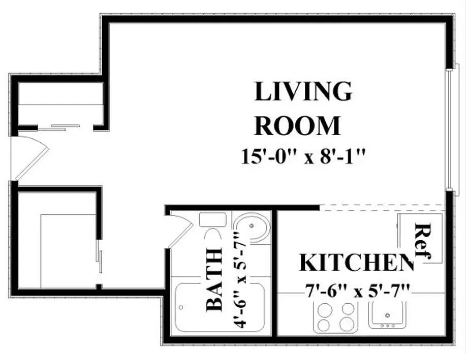 Shoreham Apartments – 0E1B - Efficiency, 1 Bath