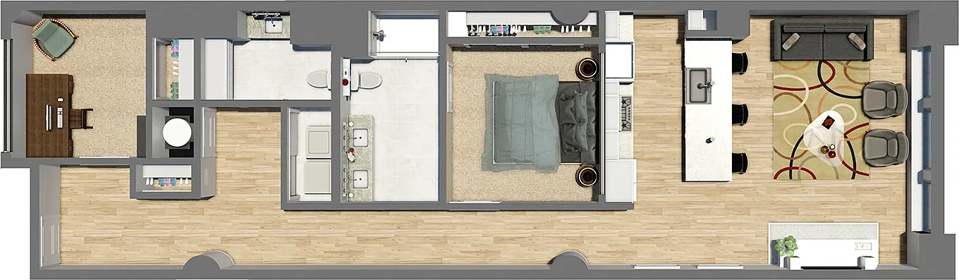 Residences at Halle – Suite Style 04 - 1 Bedroom 1.5 Baths with Den