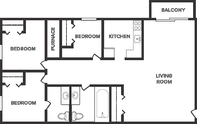 Columbus Park Apartments – 3 Bedroom 1.5 Bathroom
