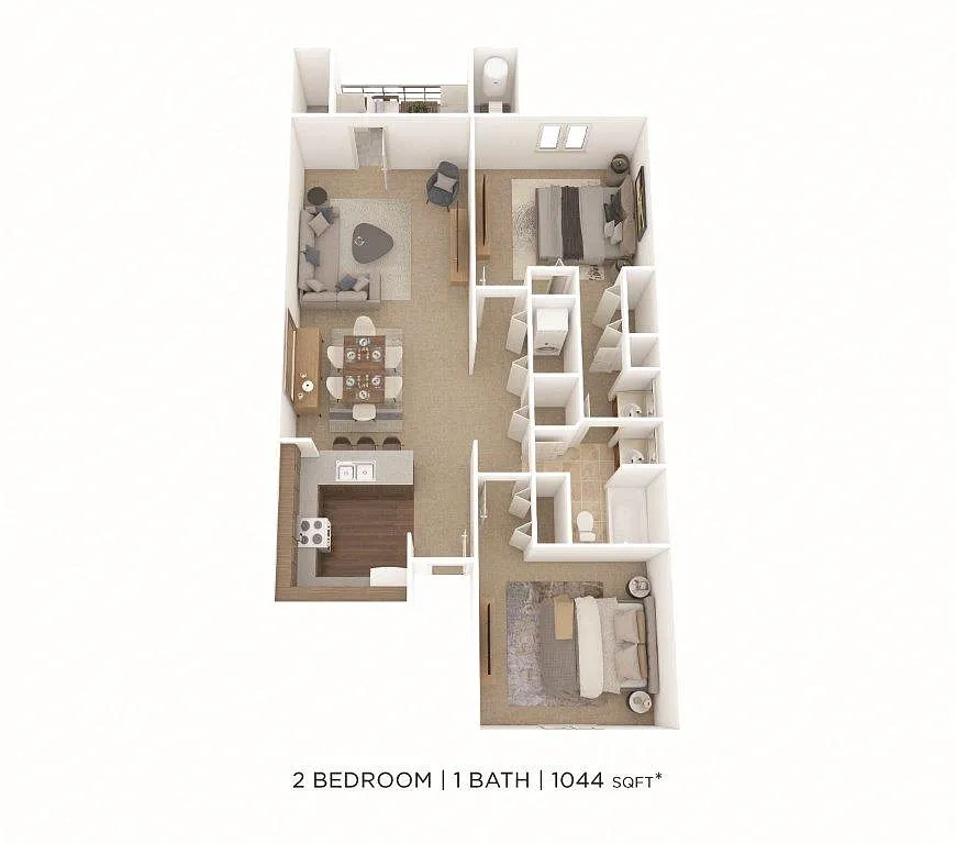Steeplechase Apartments and Townhomes – Two Bedroom-1044 sqft