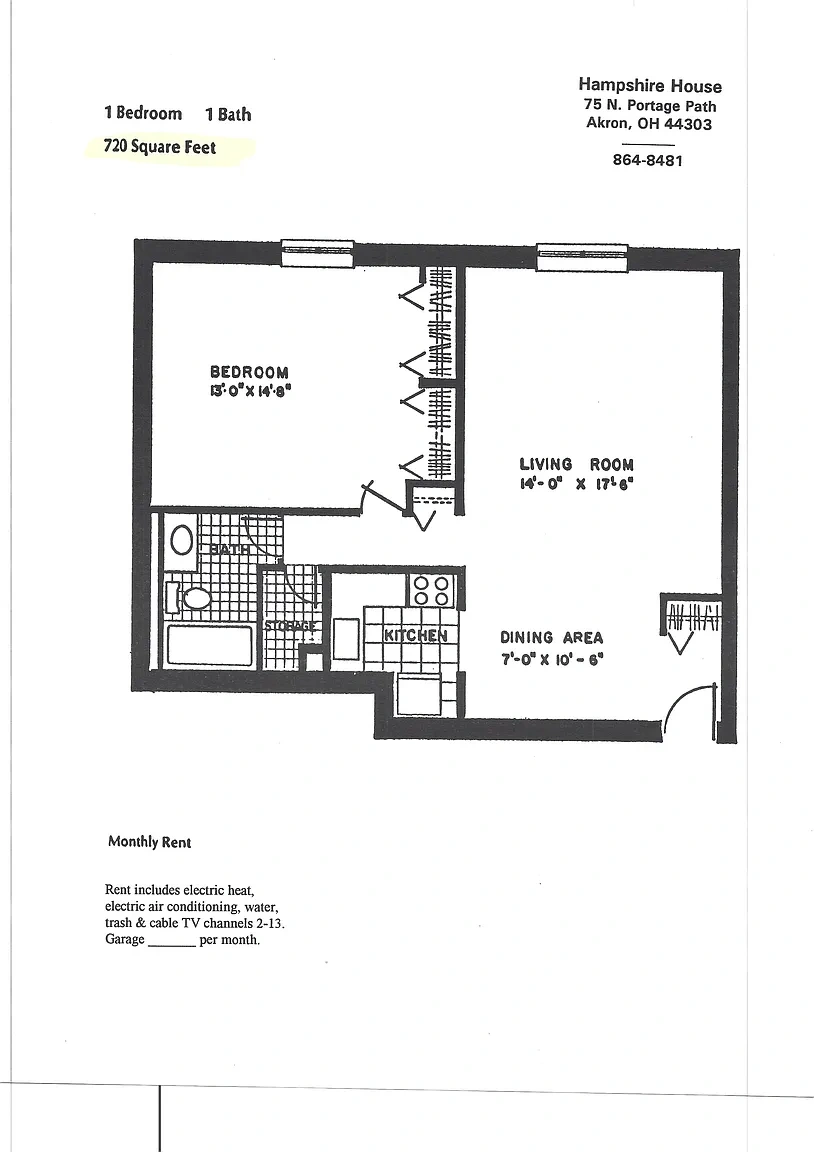 The Hampshire House – 1 Bed 1 Bath Hardwood