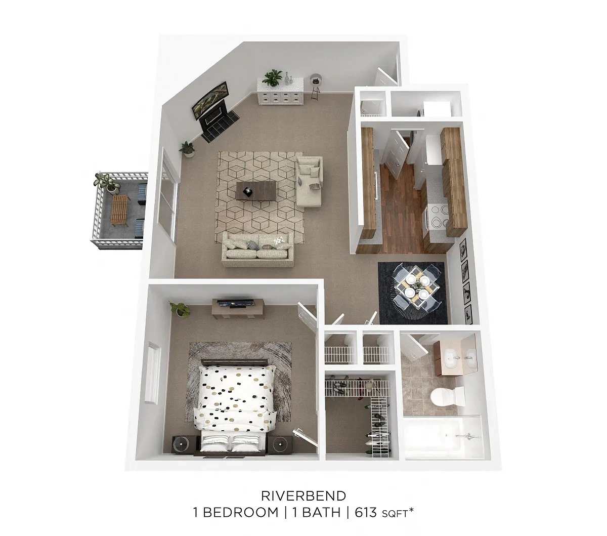 Mad River Apartment Homes – One Bedroom-613 sqft