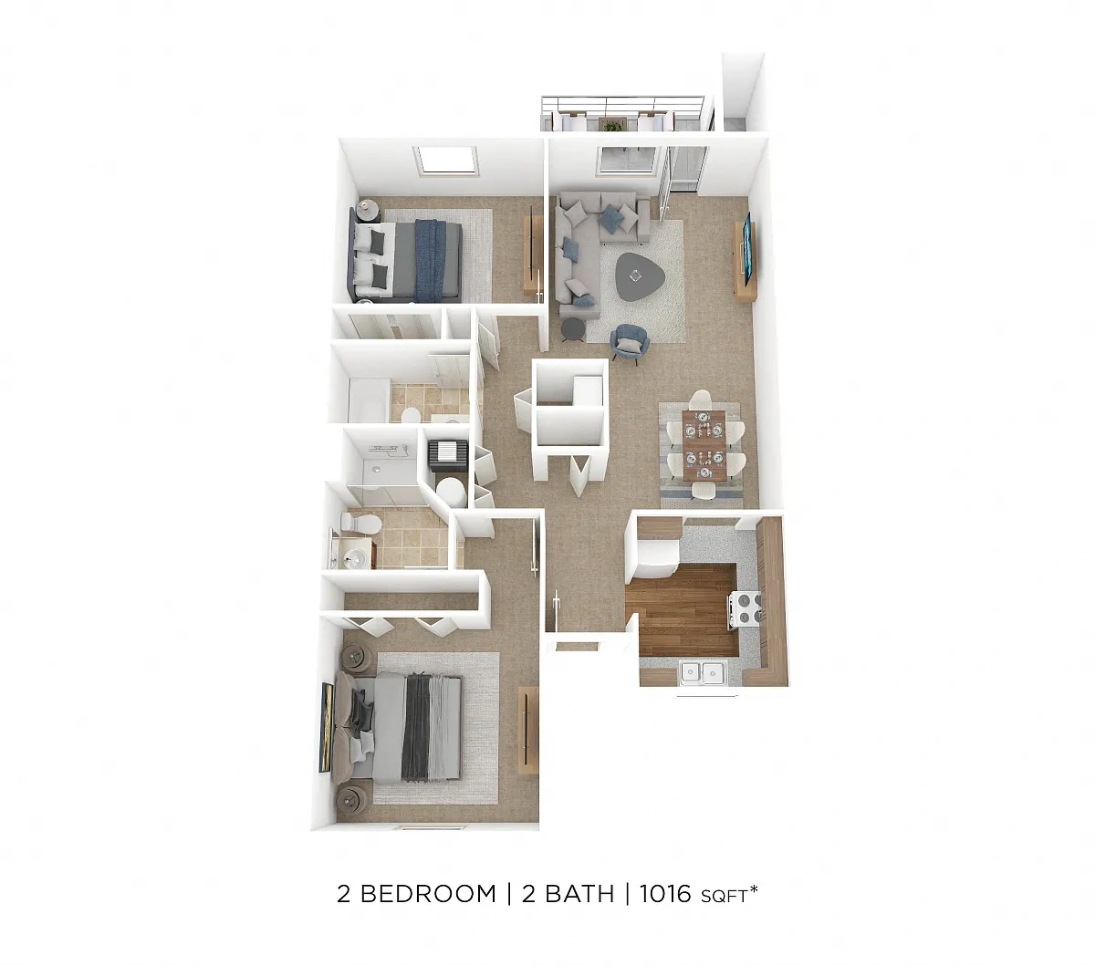 Steeplechase Apartments and Townhomes – Two Bedroom 2 Bath- 1016 sqft