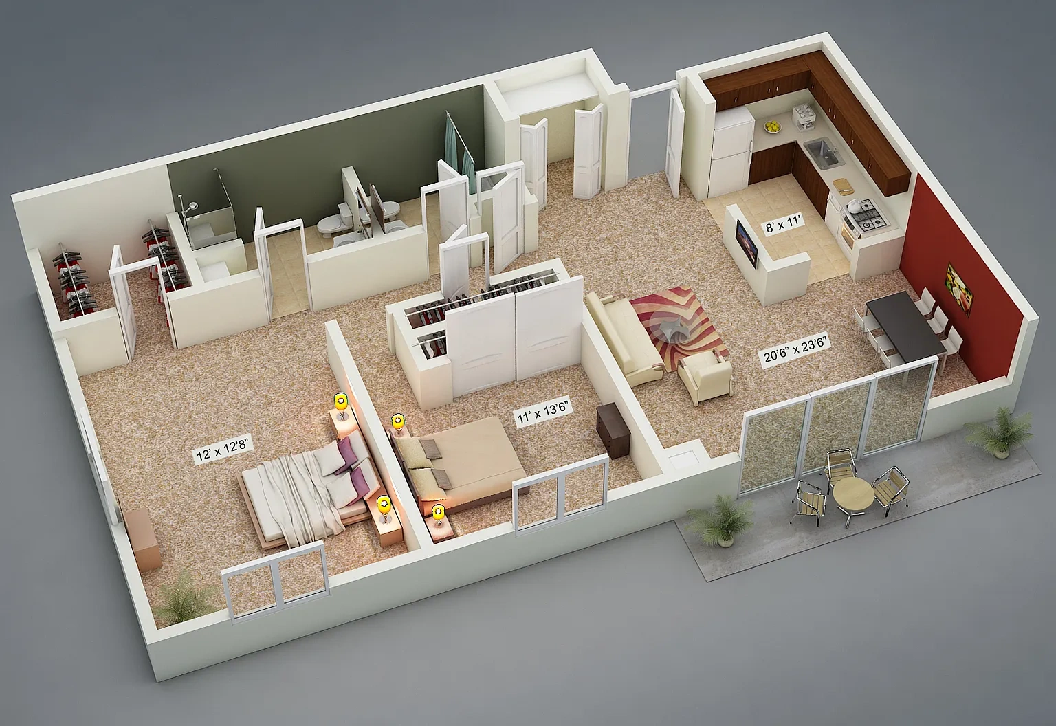 Kimberly Park Apartments – Two Bedroom End Suite