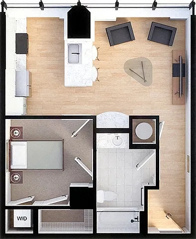 Residences at 55 – Suite Style A1 - 1 Bedroom 1 Bath