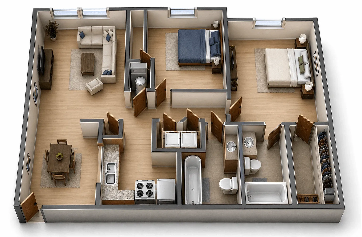 Meadow View Apartments and Townhomes – 2 Bedroom 2 Bath Premium