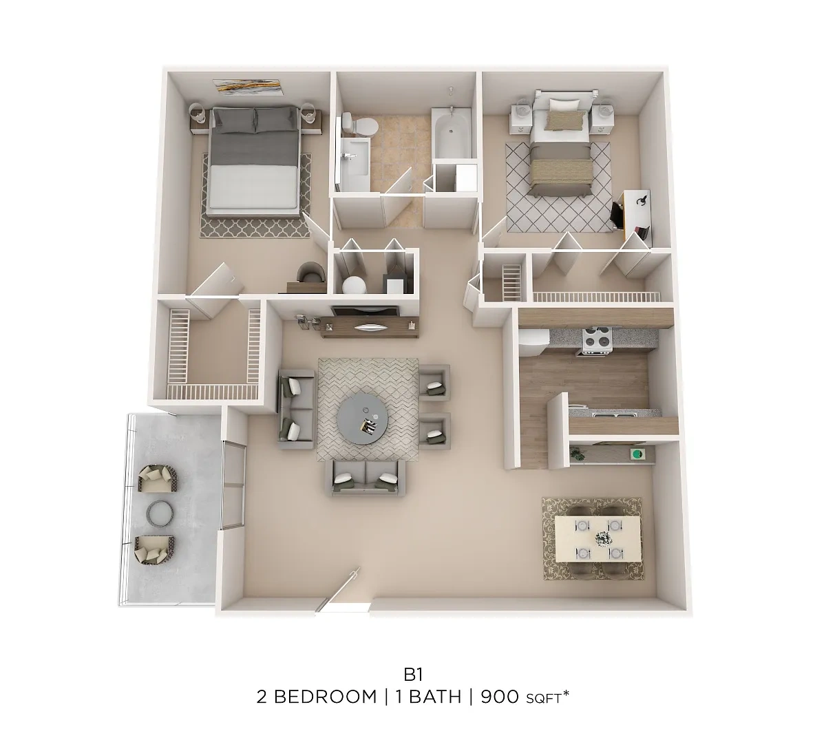 The Commons at Kettering – Two Bed One Bath 900 Sqft