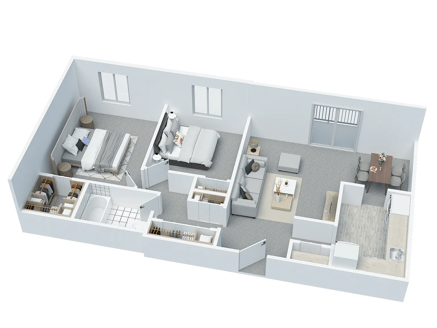 Tower in the Park – 2 BD 1 BA type M