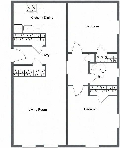 Shaker Collection – Shaker 2 Bedroom 1 Bath A