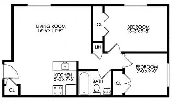 Colonial Club Apartments – 2 Bedroom 1 Bathroom