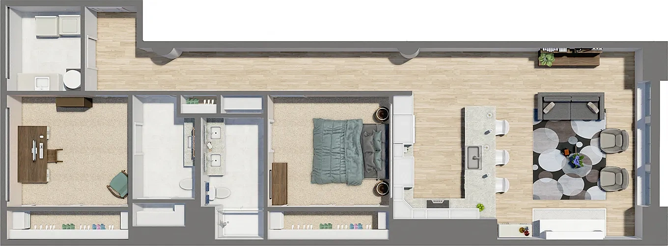 Residences at Halle – Suite Style 07 - 2 Bedrooms 1.5 Baths