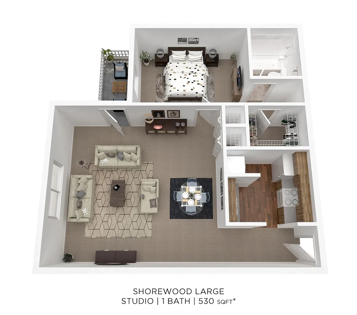 Mad River Apartment Homes – Studio- 530 sqft