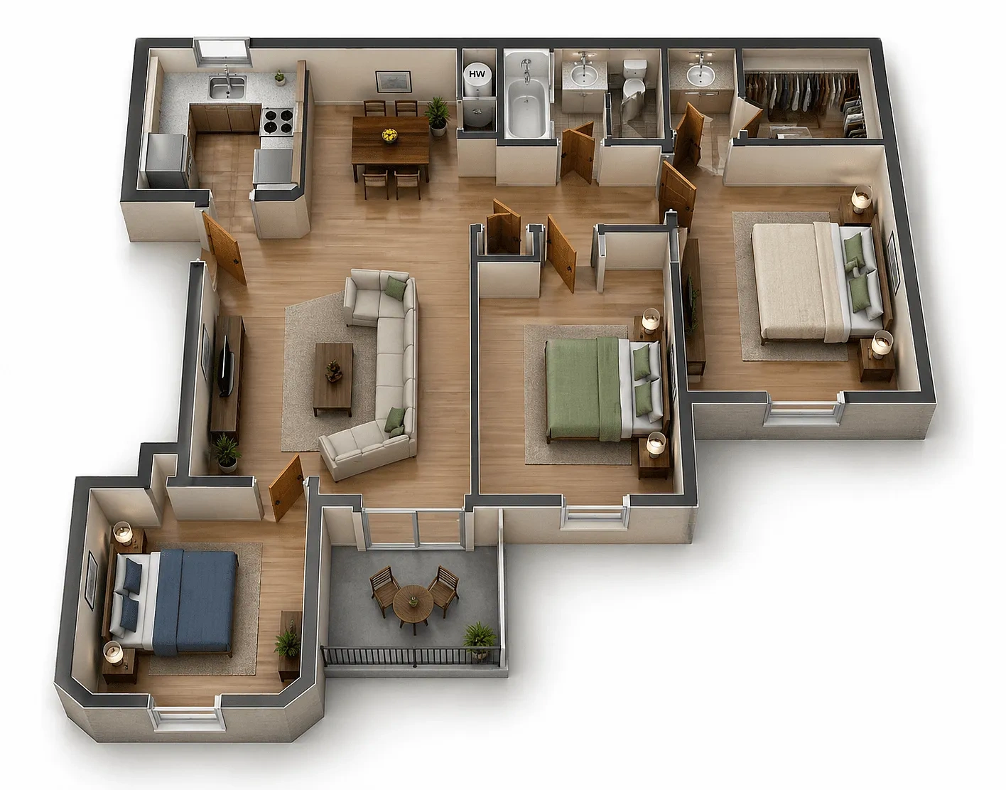 Meadow View Apartments and Townhomes – 3 Bedroom 1 Bath