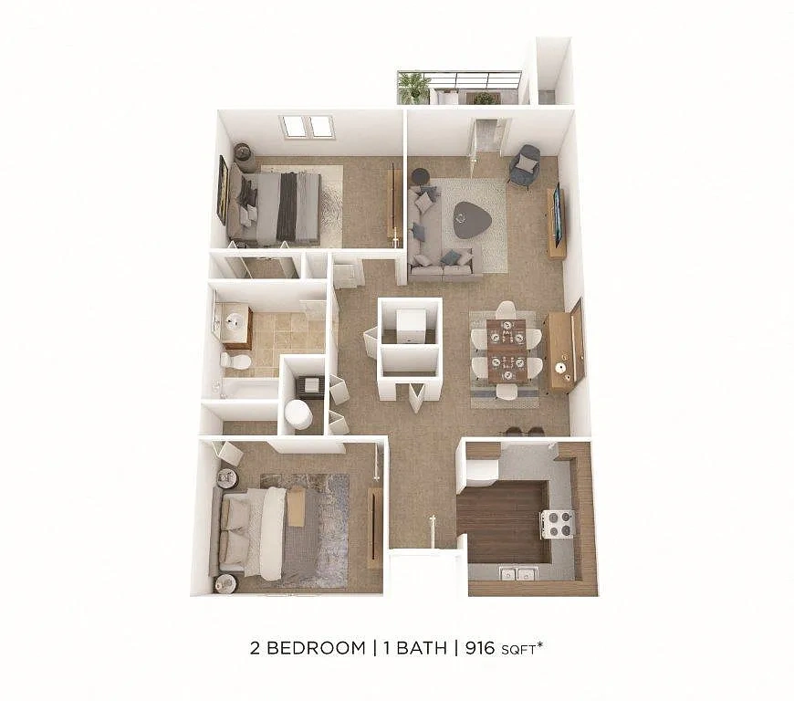 Steeplechase Apartments and Townhomes – Two Bedroom- 916 sqft