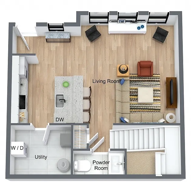 Westwood Meadows – 2 Bedroom 2.5 Bathroom Townhome (Middle)