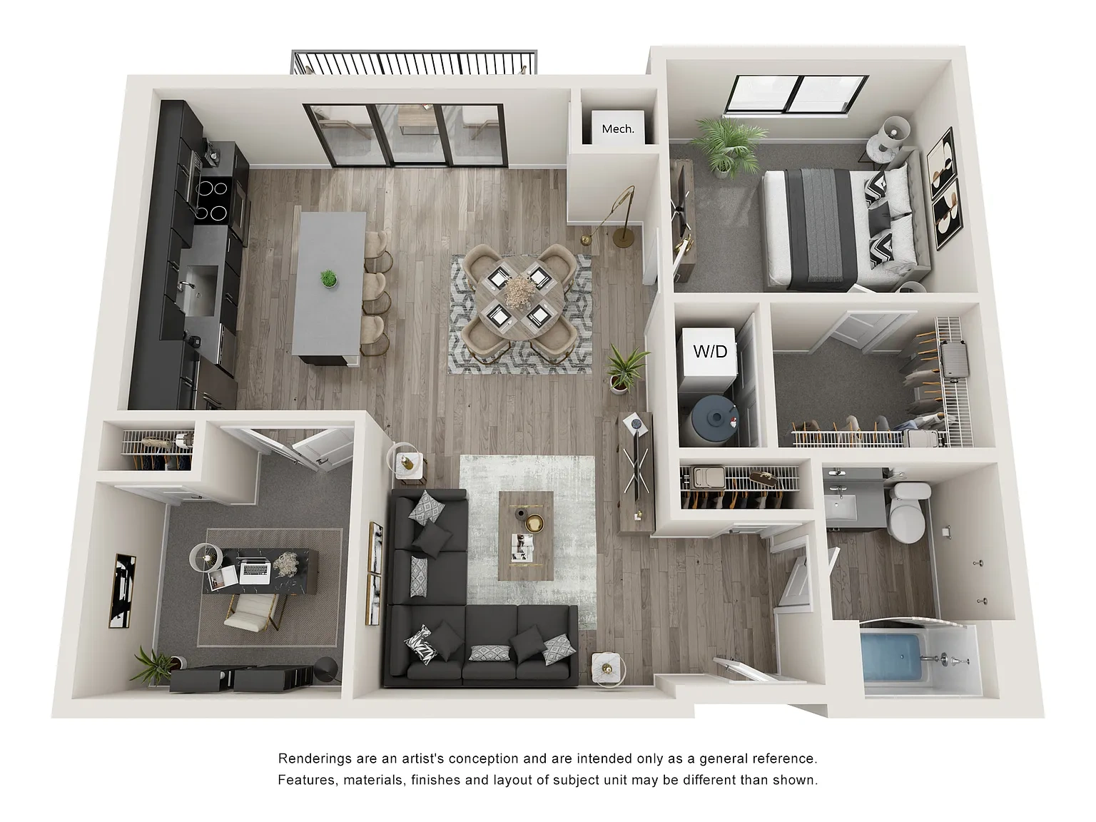 The Abbey Townhomes and Flats – 1bdx1bth with office