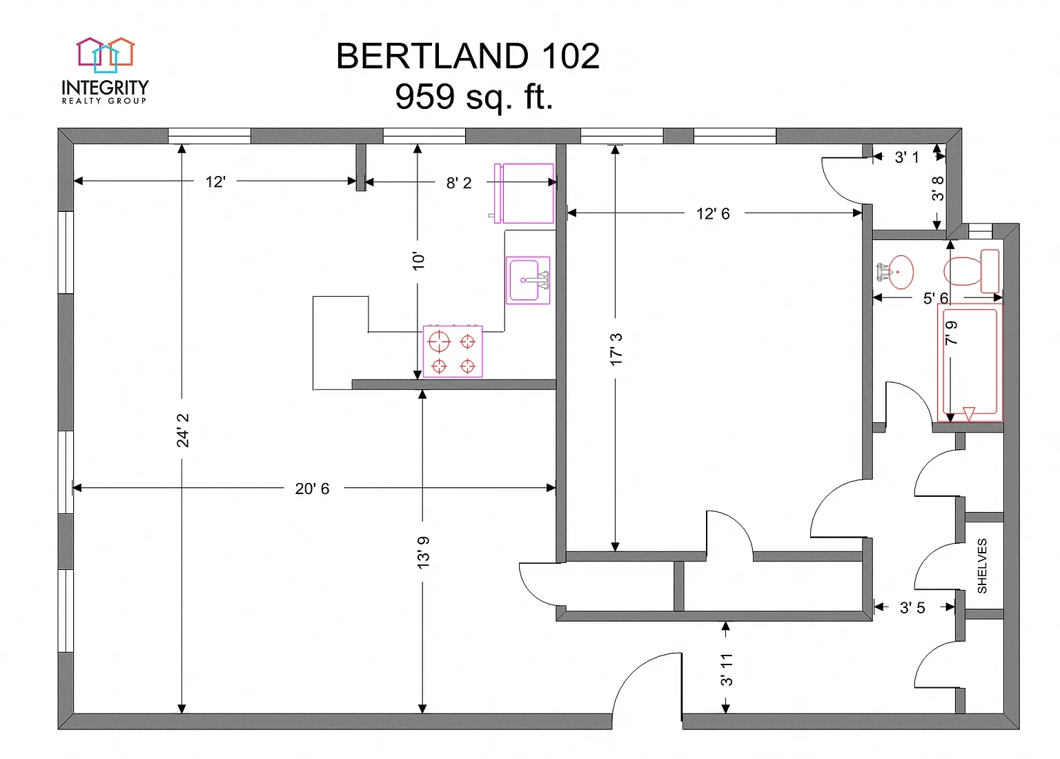 Integrity Cleveland Heights – The Bertland 1 Bedroom 1 Bath