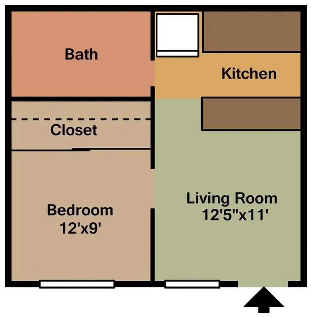 Oak Hill Apartments- Hill Ave. – Small 1 Bedroom