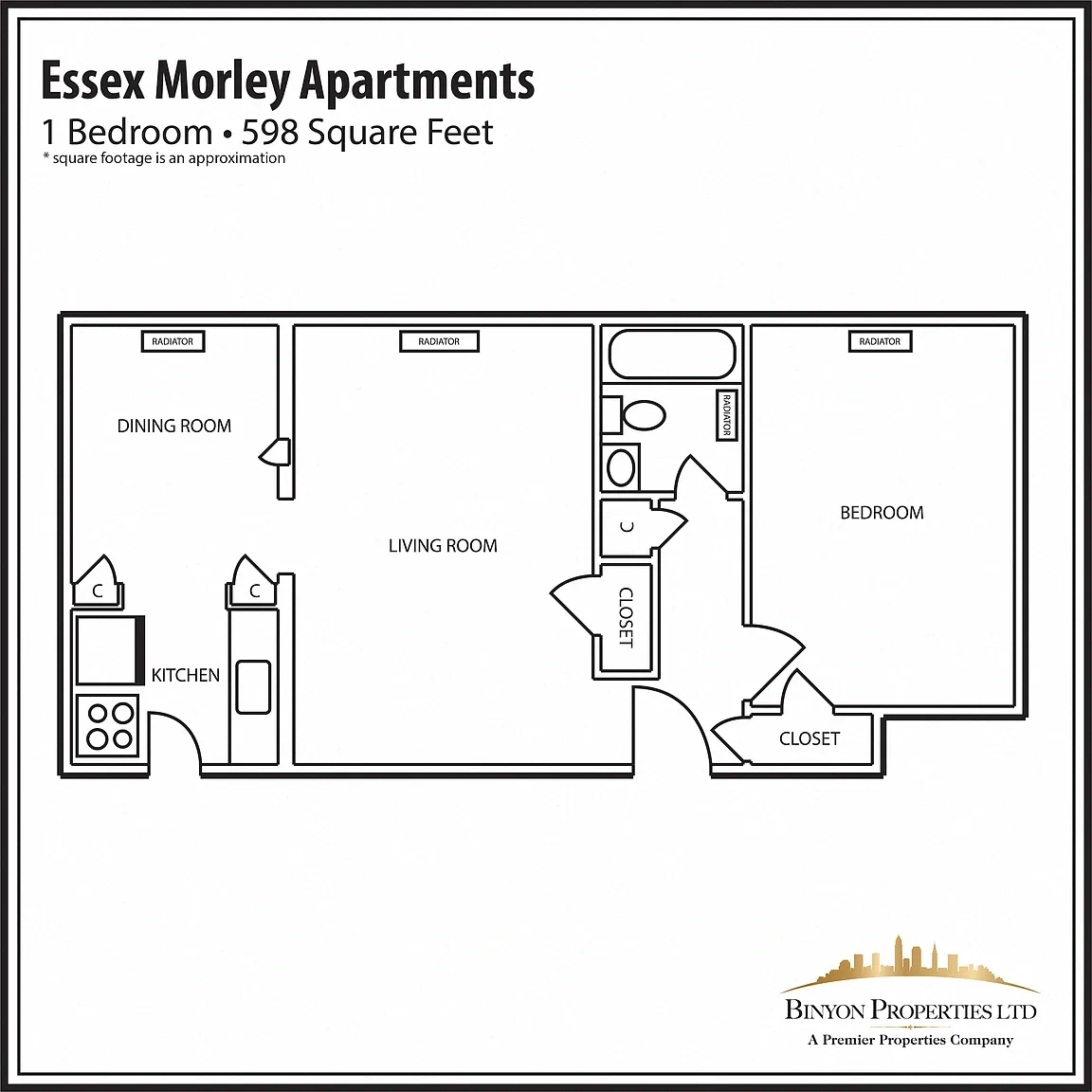 Essex-Morley and Barclay Apartments – EM 1 Bedroom