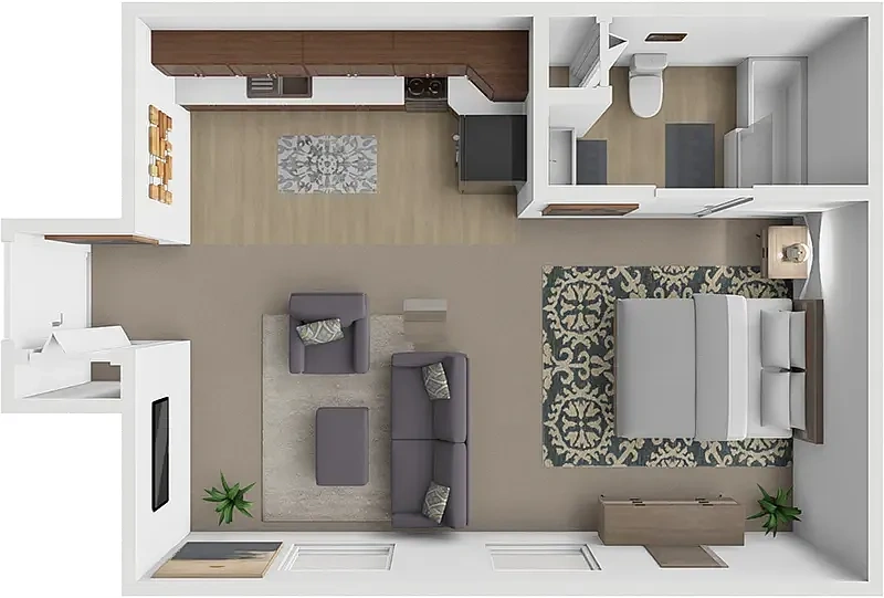 Abbey Run Apartments – Studio 1 Bath