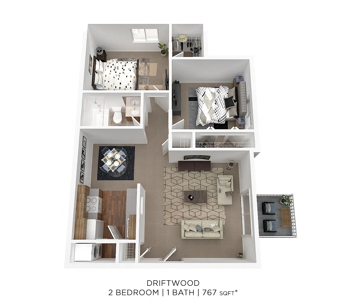 Mad River Apartment Homes – Two Bedroom- 767 sqft