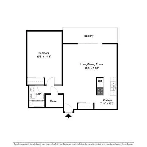 Willoughby Hills Towers – 1 Bed 1 Bath Flat