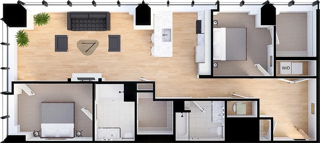 Residences at 55 – Suite Style C2 - 2 Bedrooms 2 Baths
