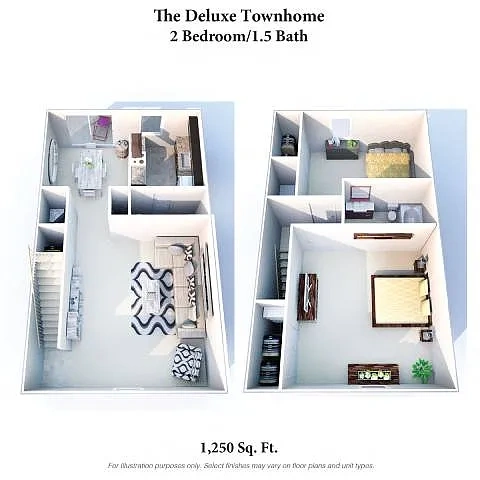 Miamisburg by the Mall – The Deluxe: 2 Bed, 1.5 Bath Townhome