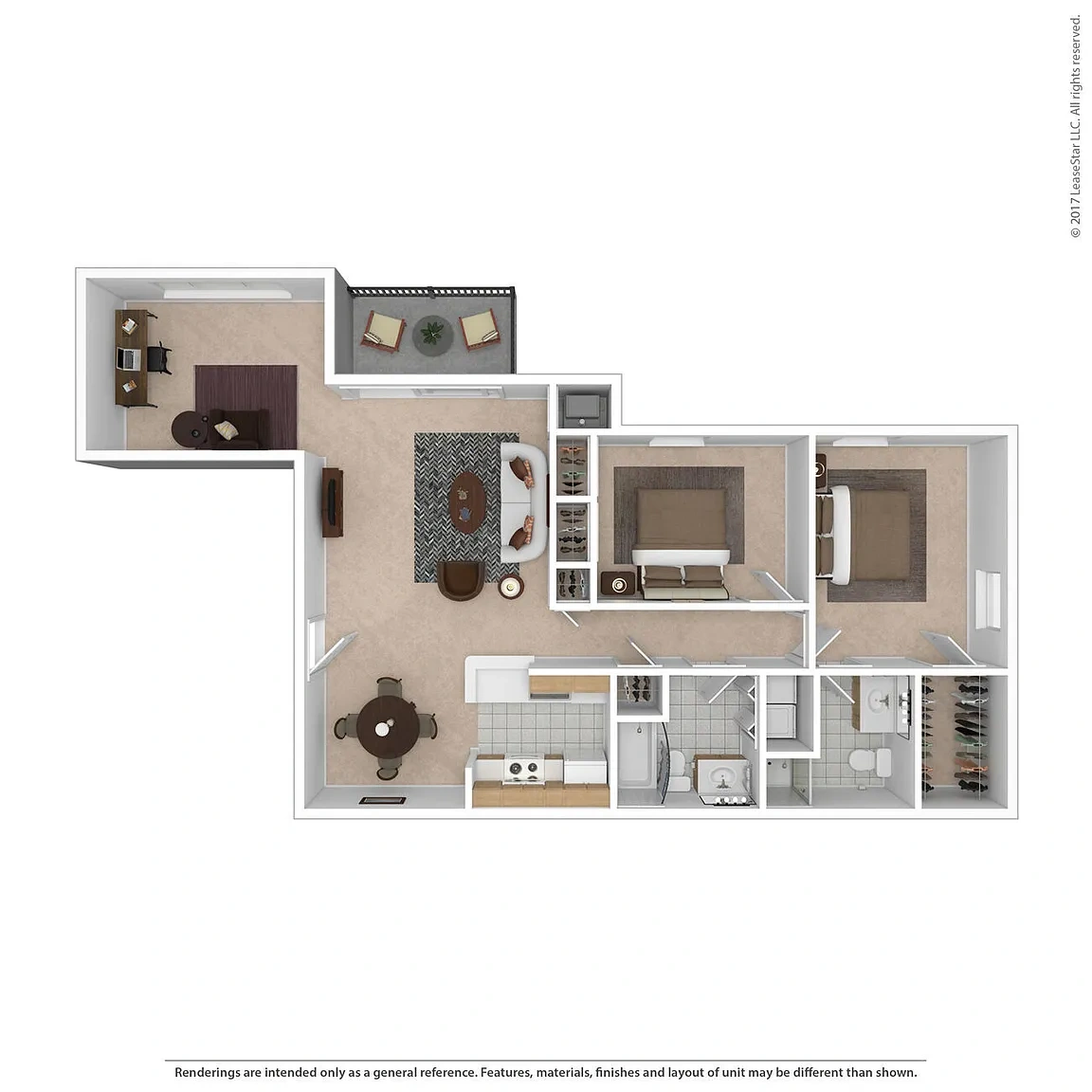 Spruce Run – 2 Bedroom Traditional with Den