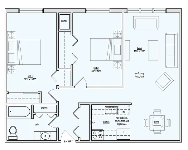 Town & Country Apartments - Wixom, MI – Floor plan