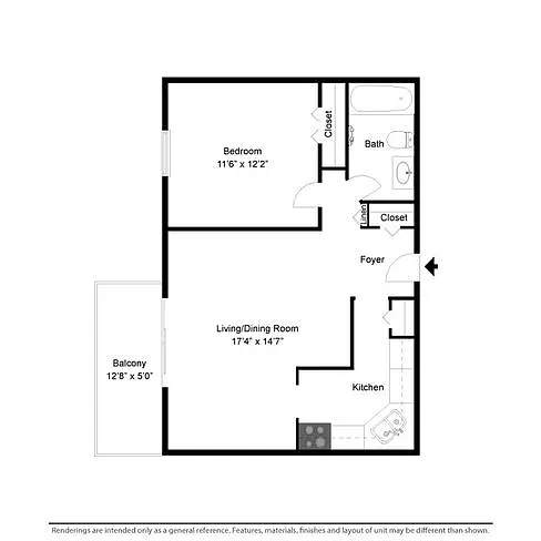Westbrook Village – 1 Bed 1 Bath Style A