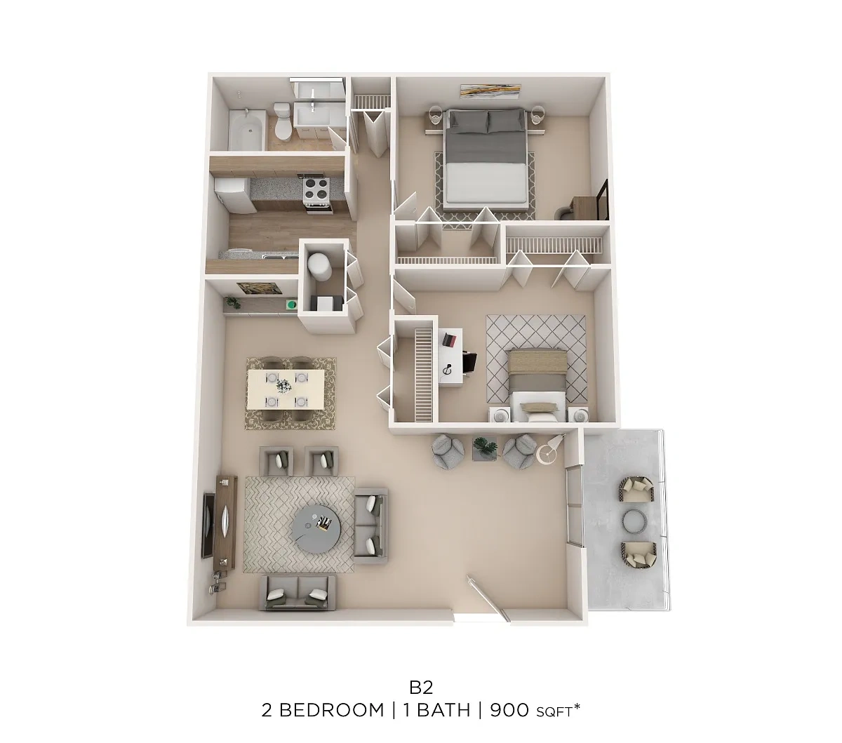 The Commons at Kettering – Two Bed One Bath - 900 Sqft