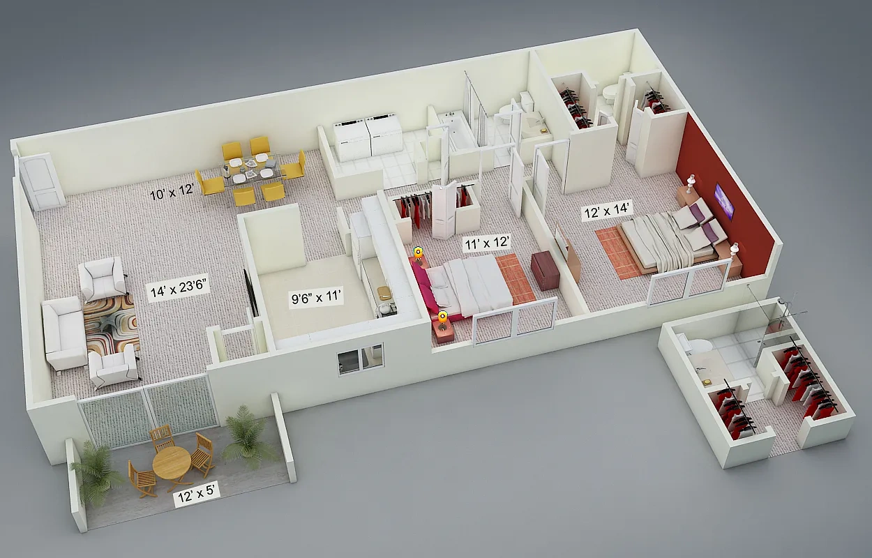 Oakwood Apartments – Two Bedroom 1.5 Bath Garden