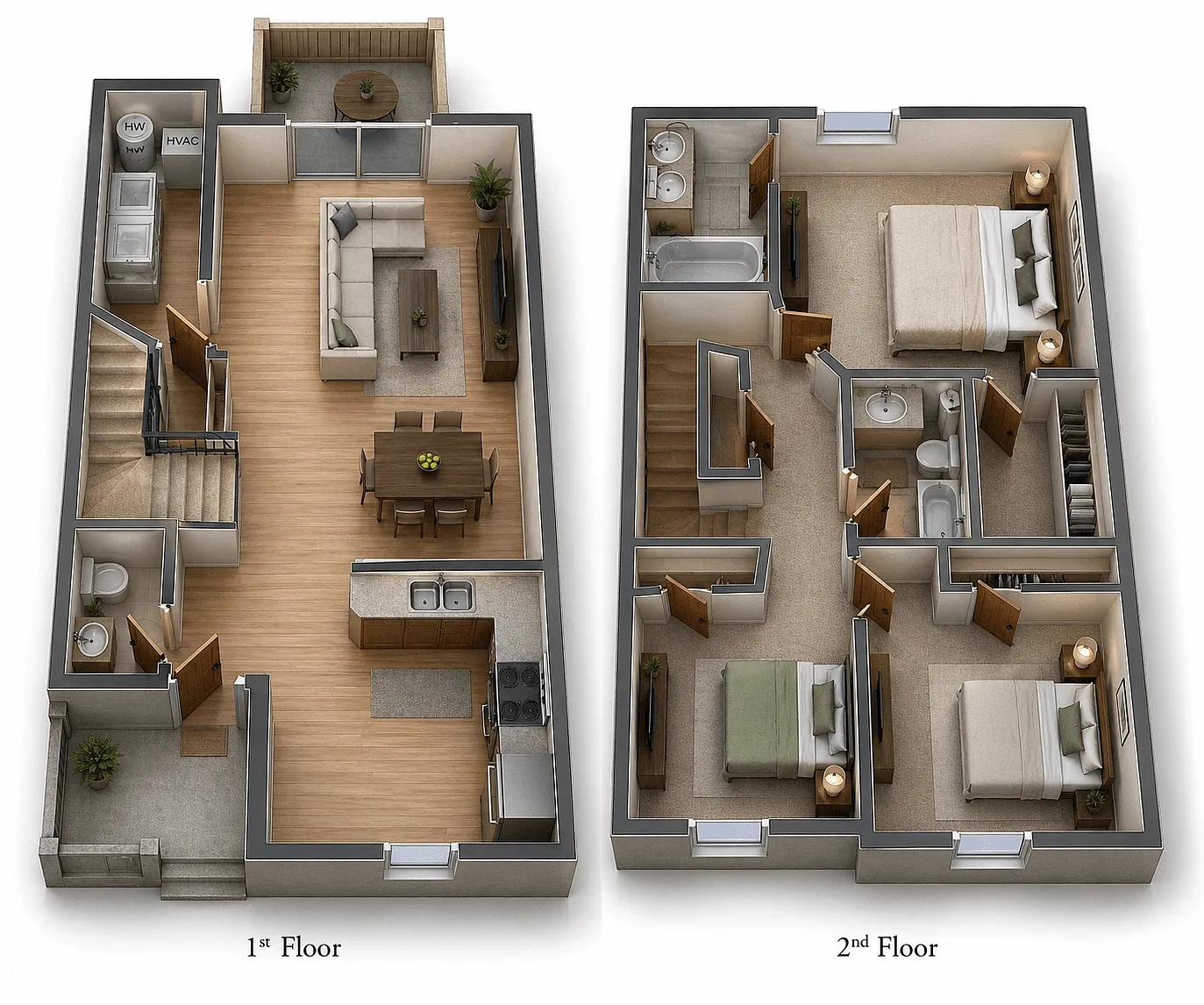 Meadow View Apartments and Townhomes – 3 Bedroom 2.5 Bath Townhouse