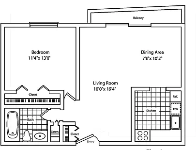 Grandview Pointe – 1 Bedroom 1 Bathroom A with Balcony