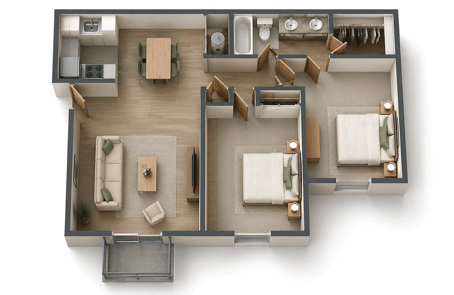 Meadow View Apartments and Townhomes – 2 Bedroom 1 Bath