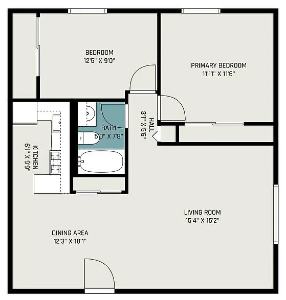 Brookhill Apartments – Two Bedroom Garden Style