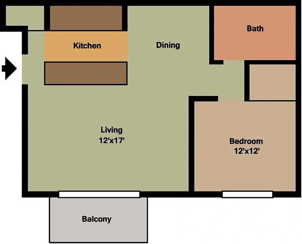 Oak Hill Apartments- Hill Ave. – Large 1 Bedroom