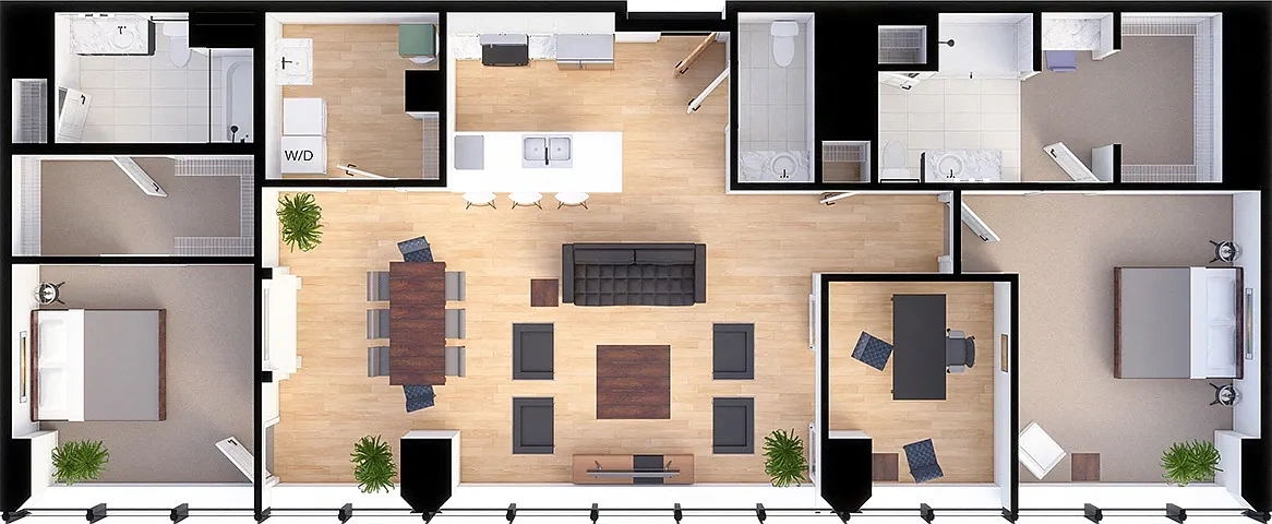 Residences at 55 – Penthouse Suite Style PH-A - 2 Bedrooms 2.5 Baths