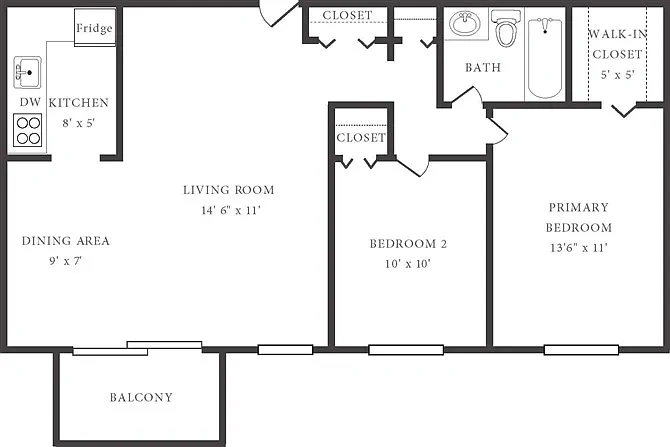 Columbus Park Apartments – 2 Bedroom 1 Bathroom