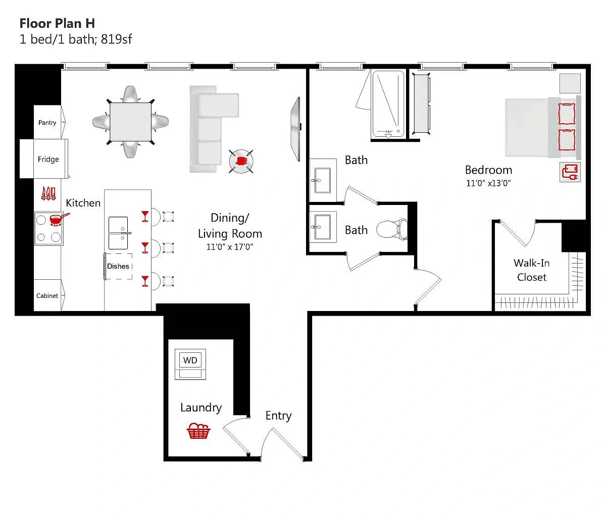 Iconic Living at The 9 – 1 BED/ 1 BATH - 819 S/F (H)