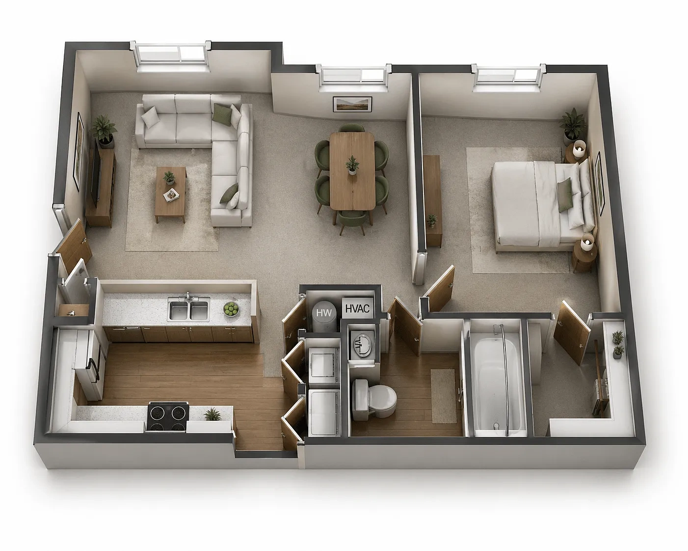 Meadow View Apartments and Townhomes – 1 Bedroom 1 Bath