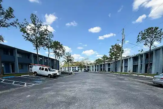 Modern apartment complex with premium amenities